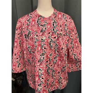 Tribal Studio Women's Plus 2XL Pink Floral Button-Up Jacket